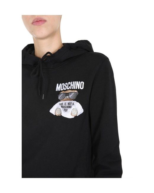 Moschino Black Teddy Bear-Print Hoodie