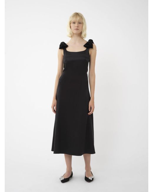 Chloé Black Chloé Velvet Bow Detailed Midi Dress