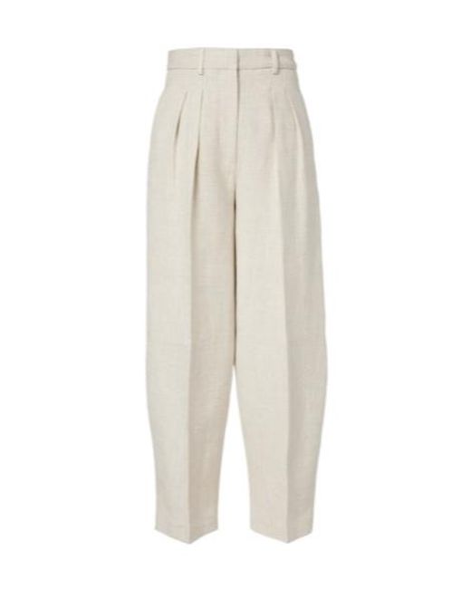 Altuzarra White Dash Cropped Barrel-Leg Pants