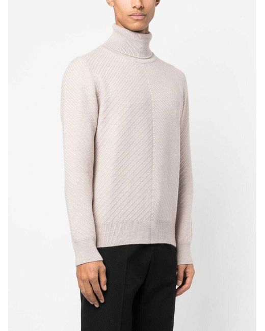 Lardini White Turtleneck Long-Sleeved Knit Jumper for men