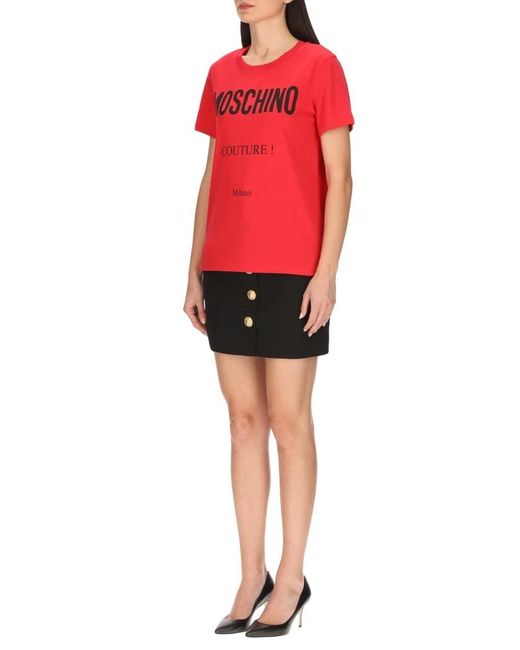 Moschino Red T-Shirt With Round Neck And Short Sleeves