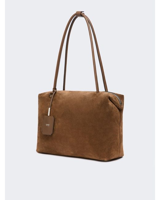 Max Mara Brown Zip-Fastening Suede Tote Bag