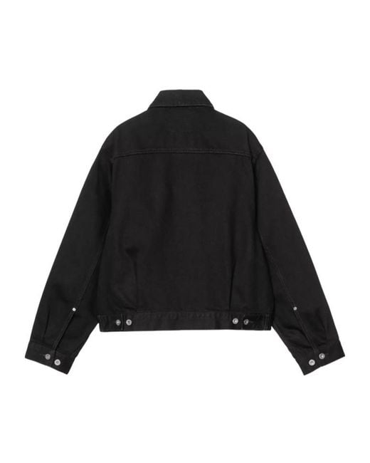 Carhartt Black Belmar Logo-Patch Denim Jacket