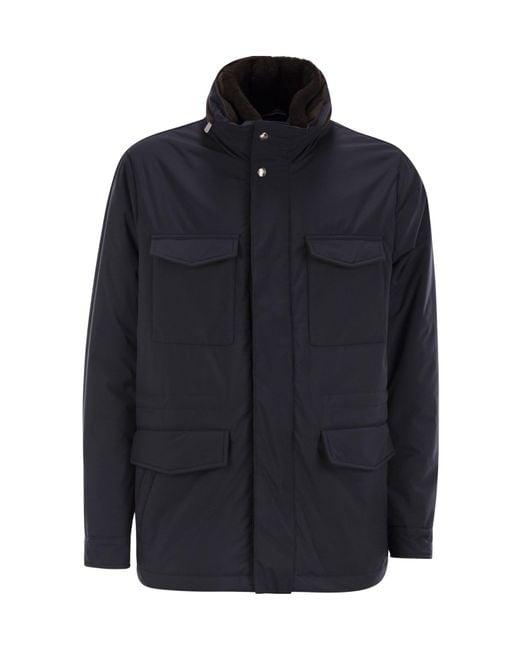 Fedeli Blue Rainstop Safari Jacket for men