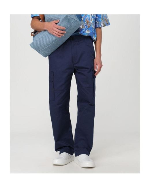 Marni Blue Straight-Leg Cotton Cargo Trousers for men