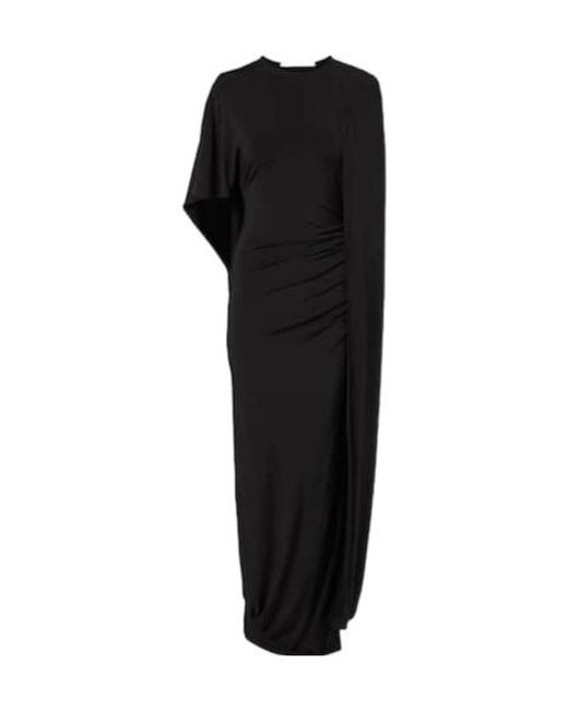 Stella McCartney Black Caped Ruched Gown