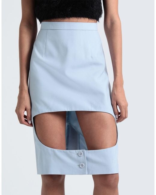 Burberry Blue Solid Color Wool Midi Skirt