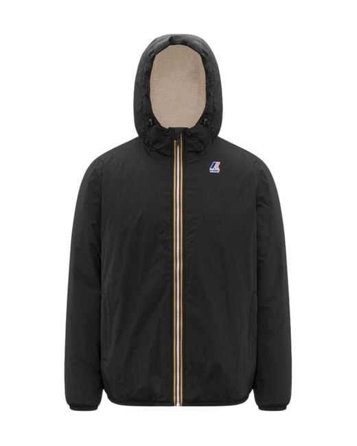 K-Way Black Levrai 4.0 Claude Hooded Jacket for men
