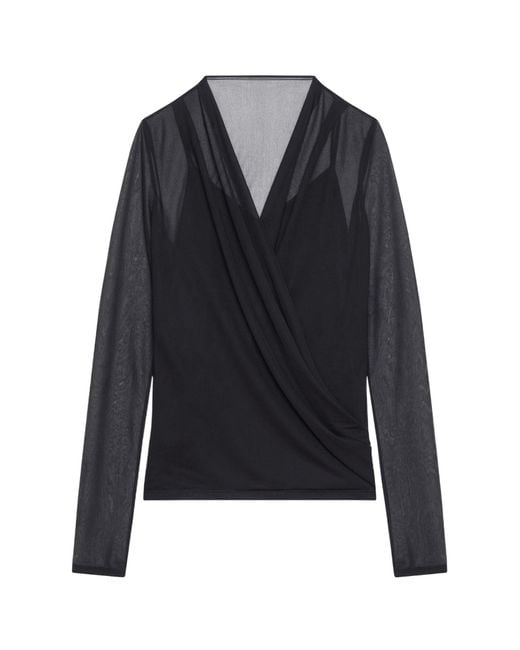 Givenchy Blue Sheer Detailed Draped Top
