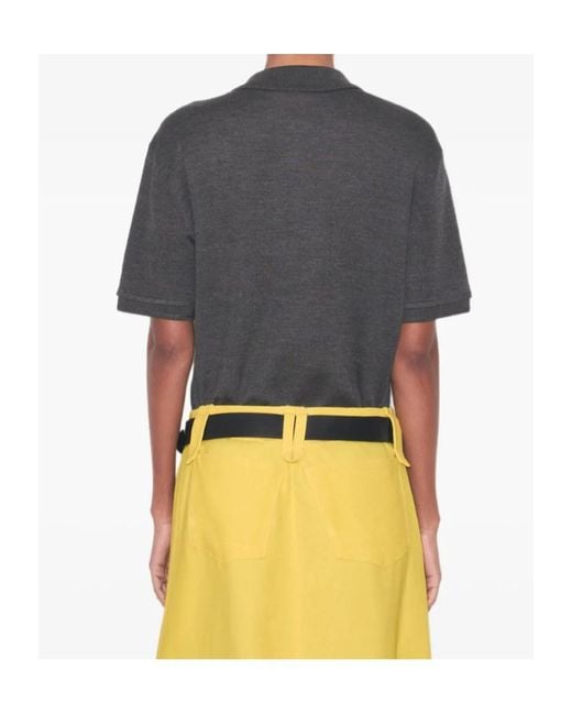 Tory Burch Gray Oversized Silk Polo