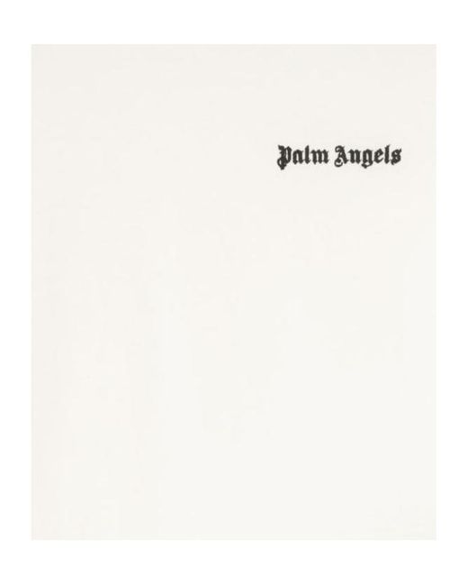Palm Angels White Logo Embroidered Crewneck T-Shirt