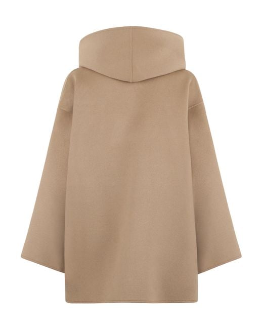 Yves Salomon Natural Hooded Wrap Short Coat