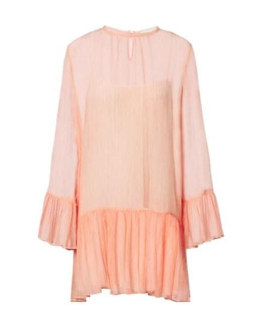 Ulla Johnson Pink Emmeline Ruffled Silk Chiffon Minidress