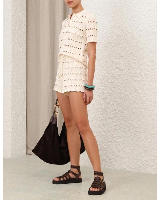 Zimmermann Natural Rhiannon Pointelle Shorts