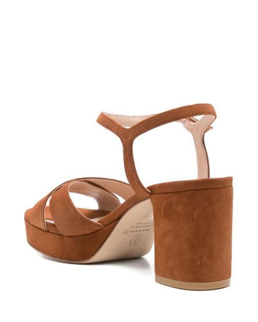 Stuart Weitzman Brown Chunky High-Heeled Sandals