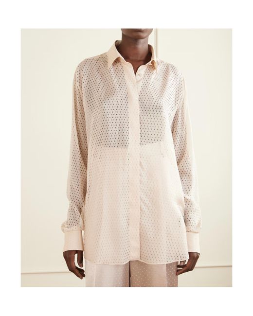 Tom Ford Natural Oversized Silk-Chiffon Shirt