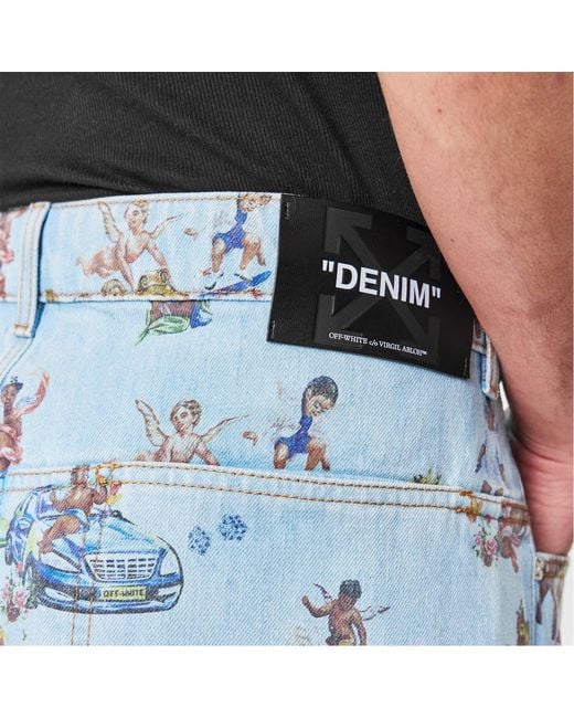 Off-White c/o Virgil Abloh Blue Off Denim Short Sn52 for men