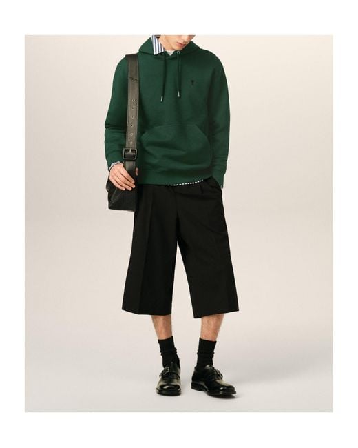 AMI Green Ami De Coeur Drawstring Hoodie for men