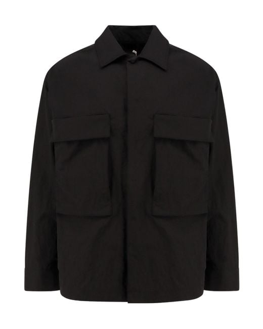 Herno Black Tech-Crinkle Laminar Shacket for men