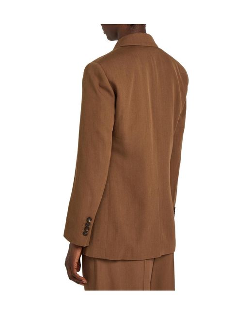 Brunello Cucinelli Brown Double-Breasted Wool-Blend Blazer