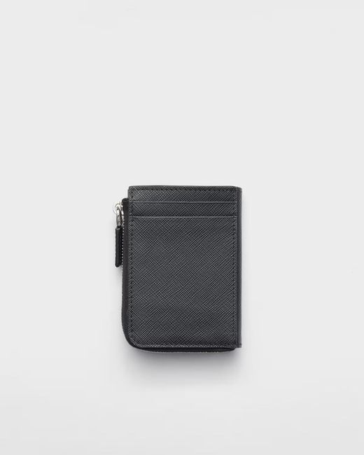 Prada Gray Triangle-Logo Zipped Wallet for men