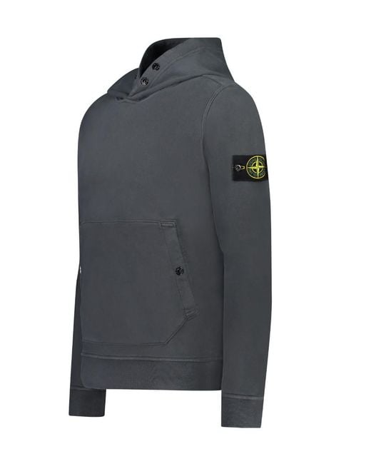 Stone Island Gray Compass-Patch Cotton Hoodie for men
