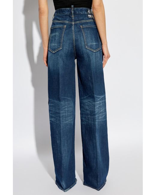 DSquared² Blue Logo Patch Flared Jeans