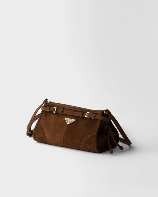 Prada Brown Bonnie Small Suede Shoulder Bag