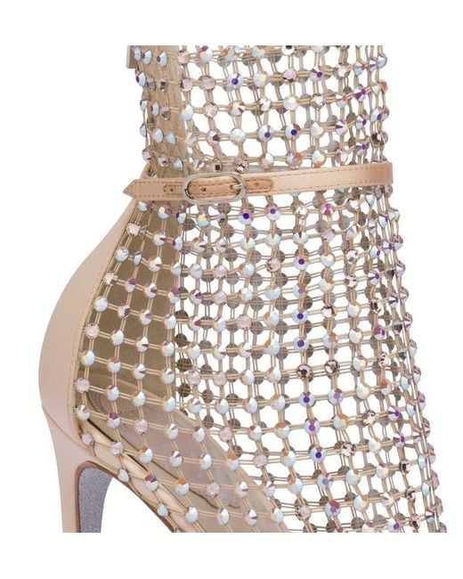 Rene Caovilla White 105Mm Crystal-Embellished Mesh Sandals