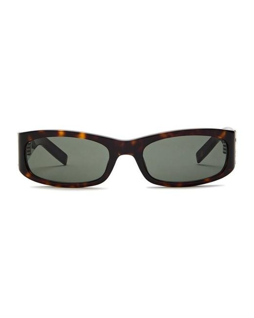 Saint Laurent White Rectangle-Frame Sunglasses