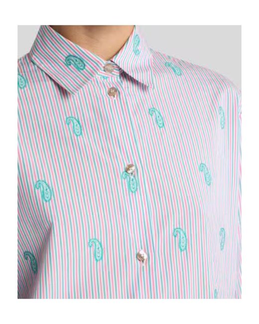 Etro Purple Striped Paisley Shirt