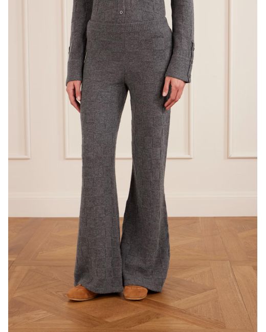 The Elder Statesman Gray Cashmere Wide-Leg Track Pants