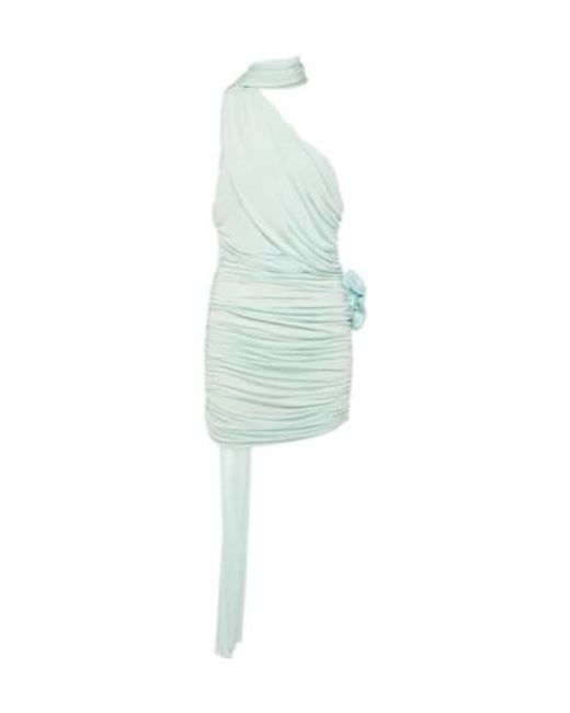Magda Butrym Green Scarf-Detail Ruched Jersey Minidress