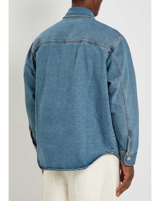 AMI Blue Logo Denim Jacket for men