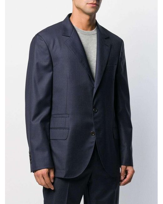 Brunello Cucinelli Blue Single-Breasted Virgin-Wool Blazer for men