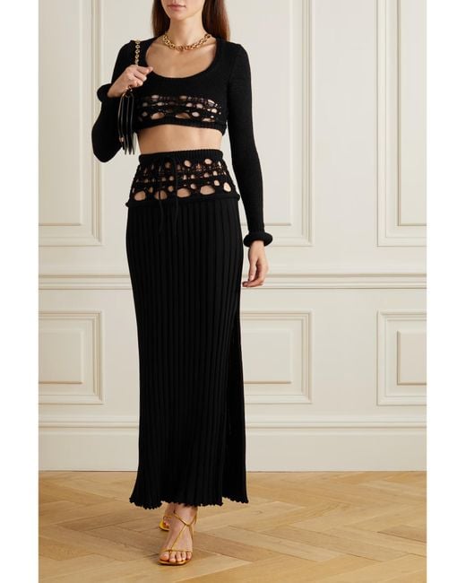 Christopher Esber Black Crocheted Short Top