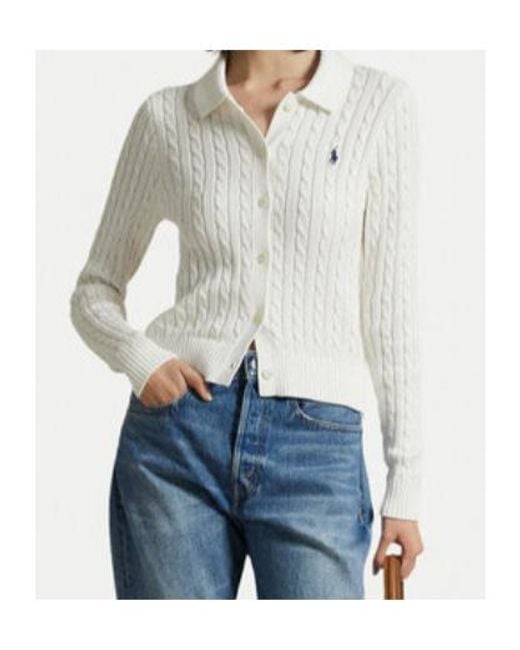 Polo Ralph Lauren White Pony Embroidered Cardigan