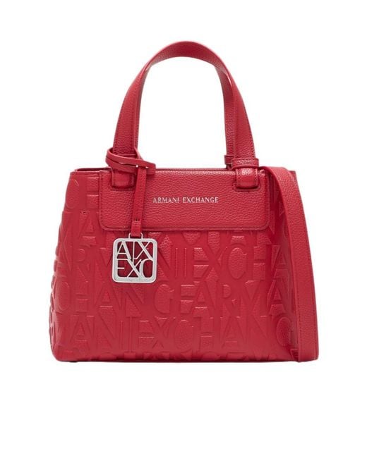 ARMANI EXCHANGE Red Tote Shopping Bag With Coated Belts
