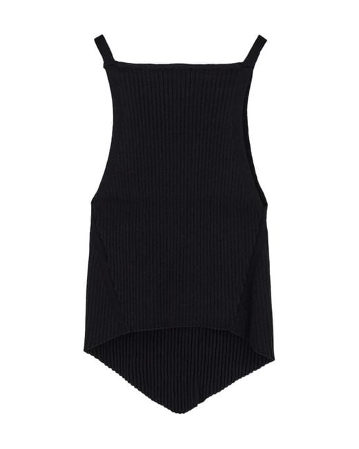 Courreges Black Courrèges Logo Patch Sleeveless Ribbed Top