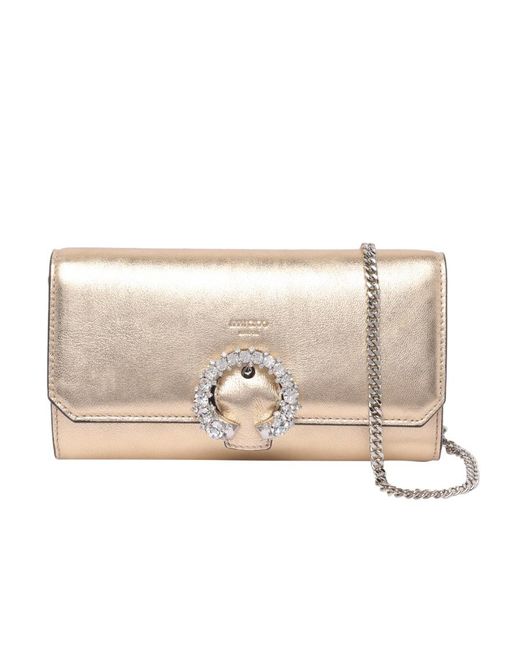 Jimmy Choo Natural Embellished Buckle Chain Wallet