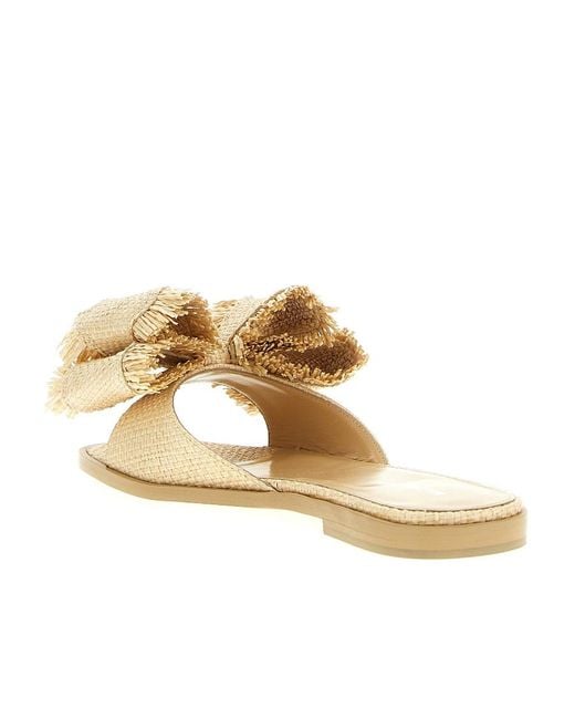 Mach & Mach Natural Mach Mach Bow Detailed Flat Sandals