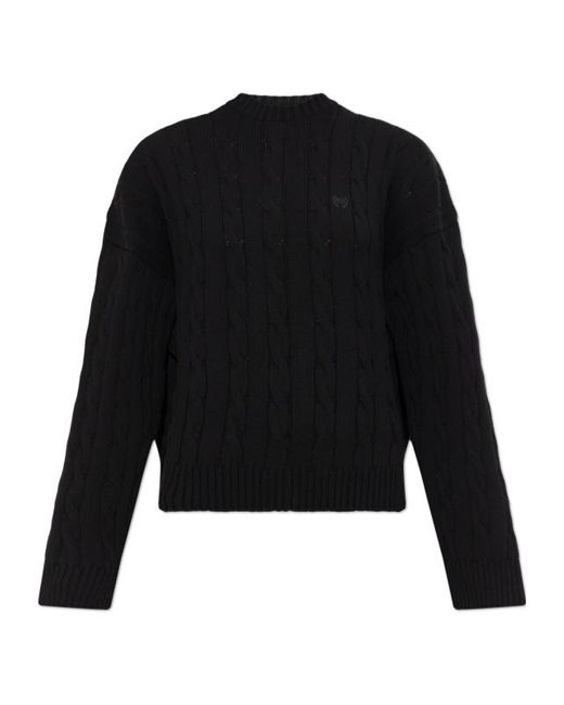 Balenciaga Black Logo Embroidered Knit Sweater