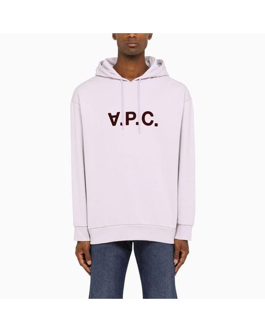 A.P.C. Gray Logo Printed Drawstring Hoodie for men