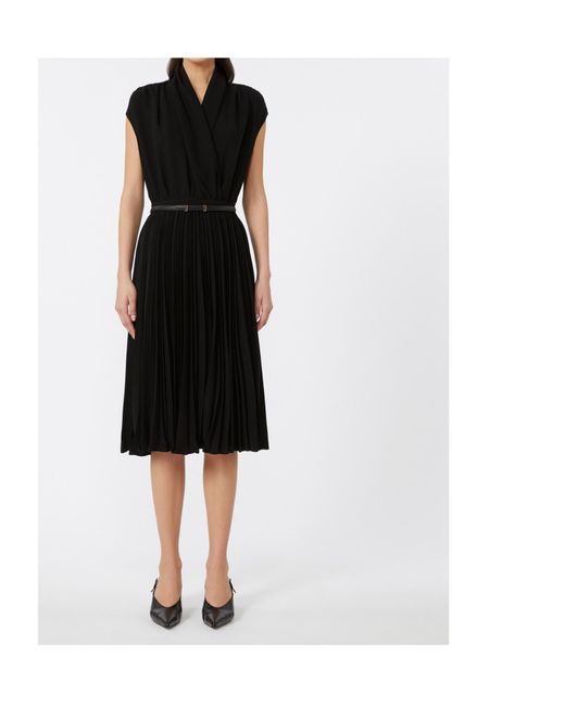 Max Mara Black Studio Albino Belted Midi Dress