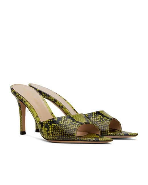 Gianvito Rossi Green Snake-Striped Pointed High-Heeled Sandals