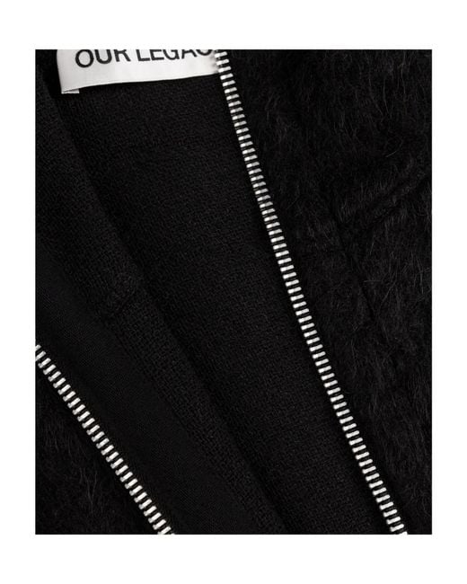 Our Legacy Black Full Zip Hooded Sweater for men