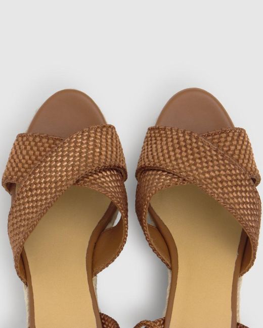 Castaner Metallic Round-Toe Wedge Sandals