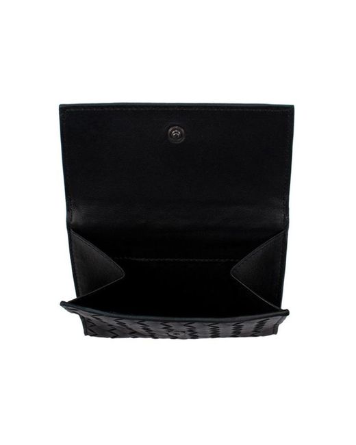 Bottega Veneta Black Weave Detail Short Purse for men