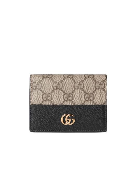 Gucci Gray Gg Marmont Bi-Color Card Case Wallet