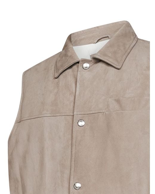 Brunello Cucinelli Brown Padded Leather Gilet for men